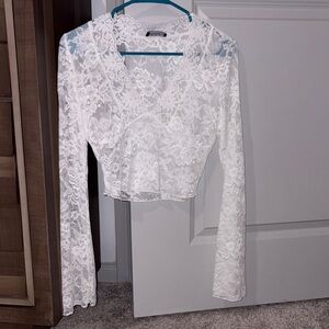 Elegant White Lace Women's Blouse